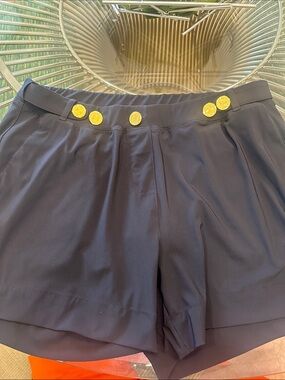 Men's Charlie by mz black size large Swim Trunks with Decorative Gold Buttons